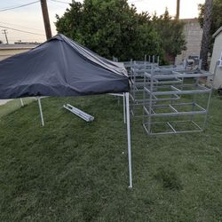 Commercial Industrial Grade EZ-Ups Canopy and Shelving Rack