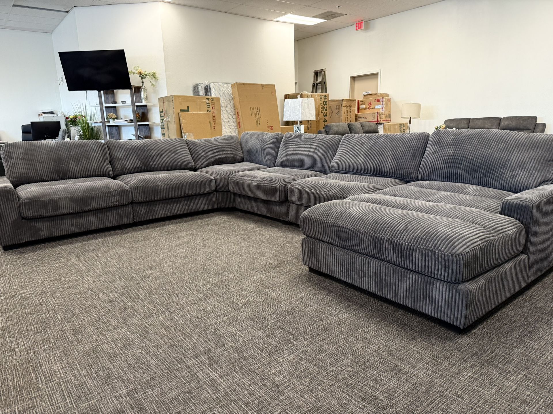Gray 6 Pc Sofa Sectional Modular Set W/ Chaise - EZ $10 Down Payment Options Available
