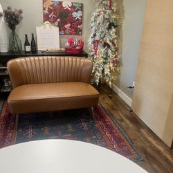 Tan Faux Leather Banquet Sofa