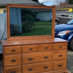 Solid Maple Dresser with Mirror