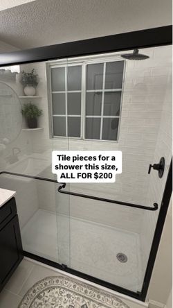 PICK UP TODAY ONLY! Tile pieces (white ceramic) for a standard shower this size