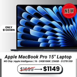 Apple MacBook Air M3 Chip Laptop 15 Inch - Payments Available - Pay $5 Down To take It home