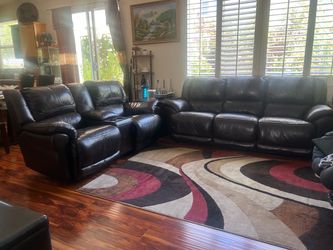Motorized Reclining & Rocking Sofa & Loveseat! Real Leather!