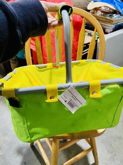 Collapsible Square  with Handle Basket  - Portable Outdoor Picnic Basket/Crater - Foldable Shopping Bag - Space Saving Storage Container