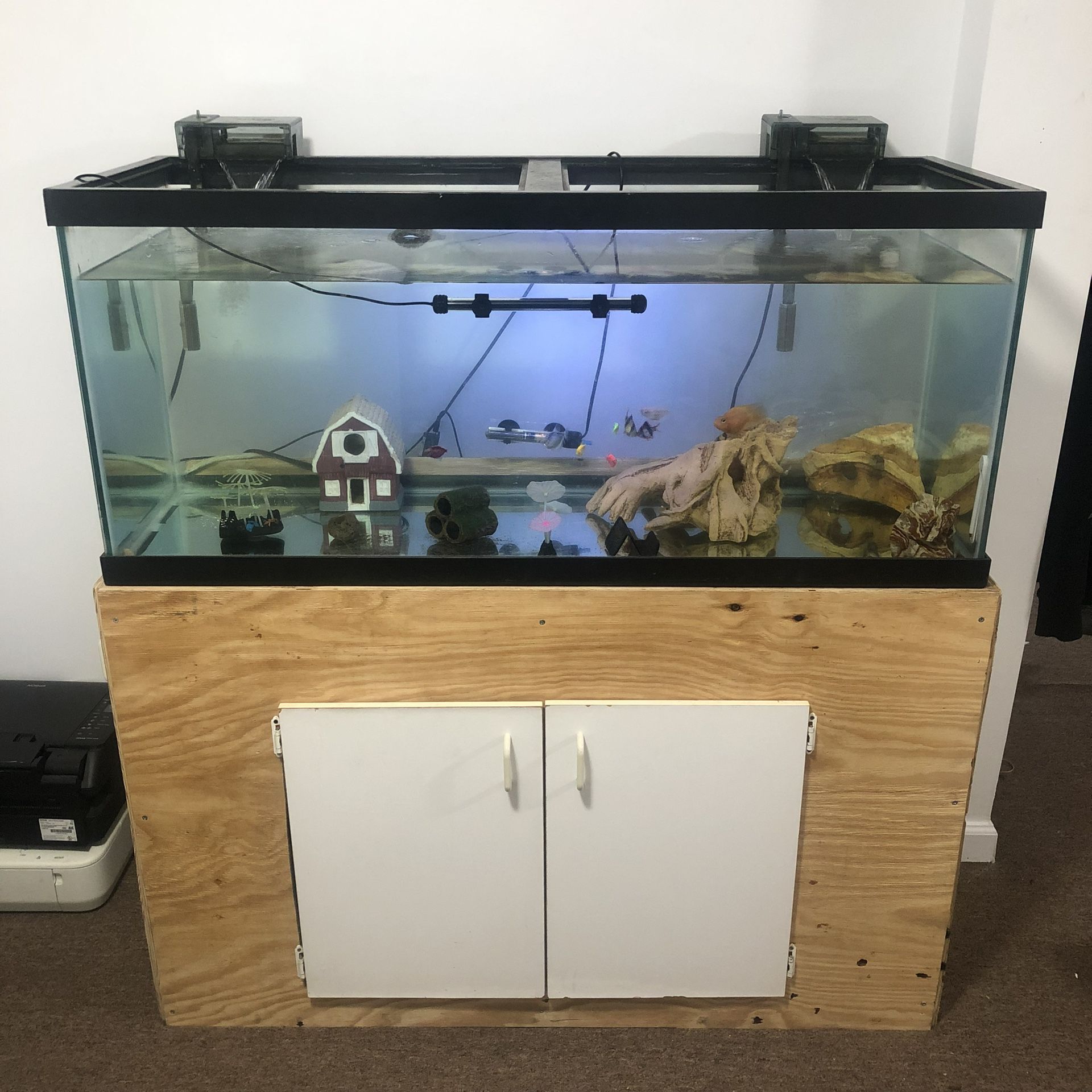 75 Gallon Aquarium Terrarium Turtle Fish Tank With Built Stand