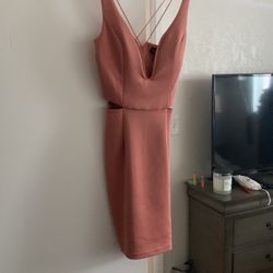 Dress Rust Orange/blush Pink (small) Fashion Nova