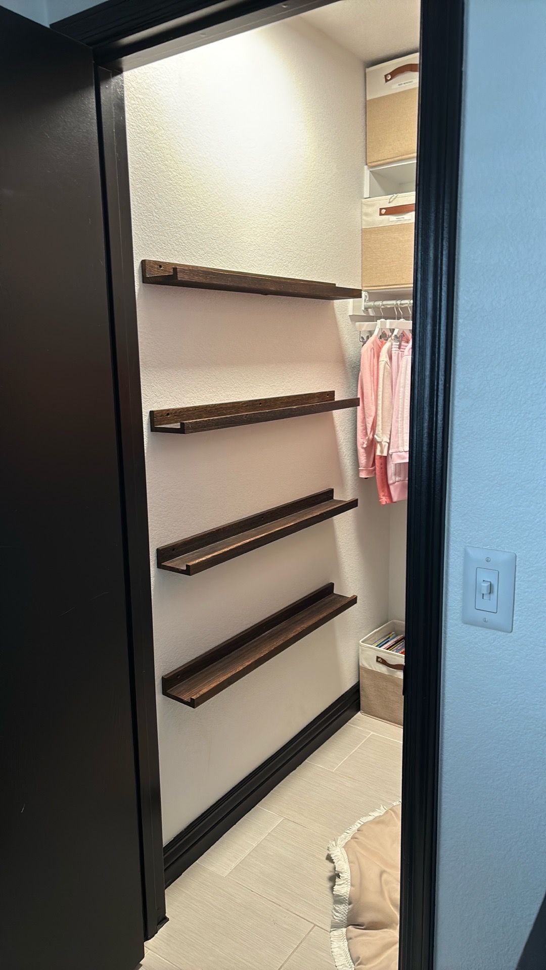 Wooden shelves