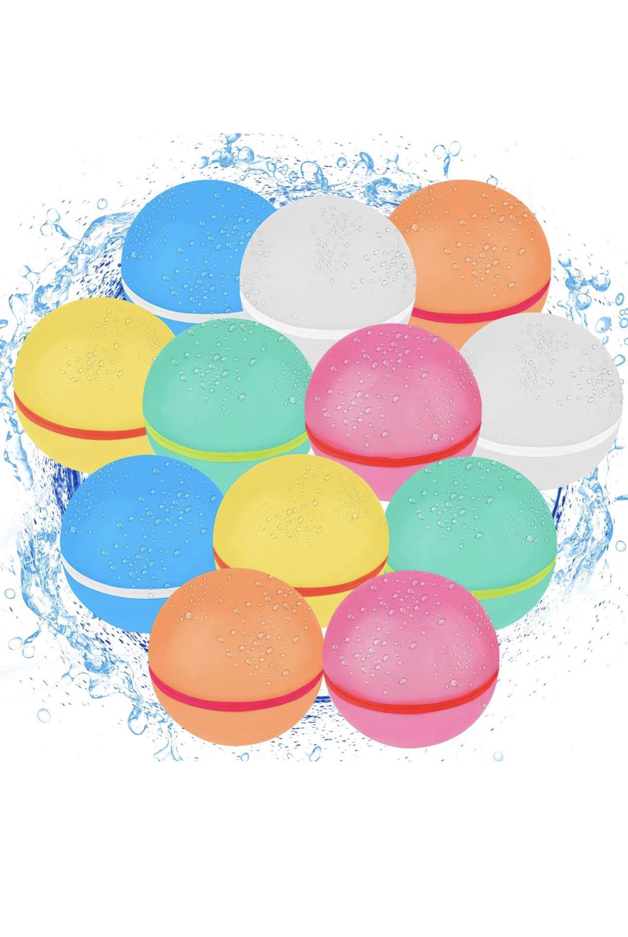 BRAND NEW 12PCS Reusable Magnetic Silicone Self-Sealing Quick Fill Water Balloons For Kids