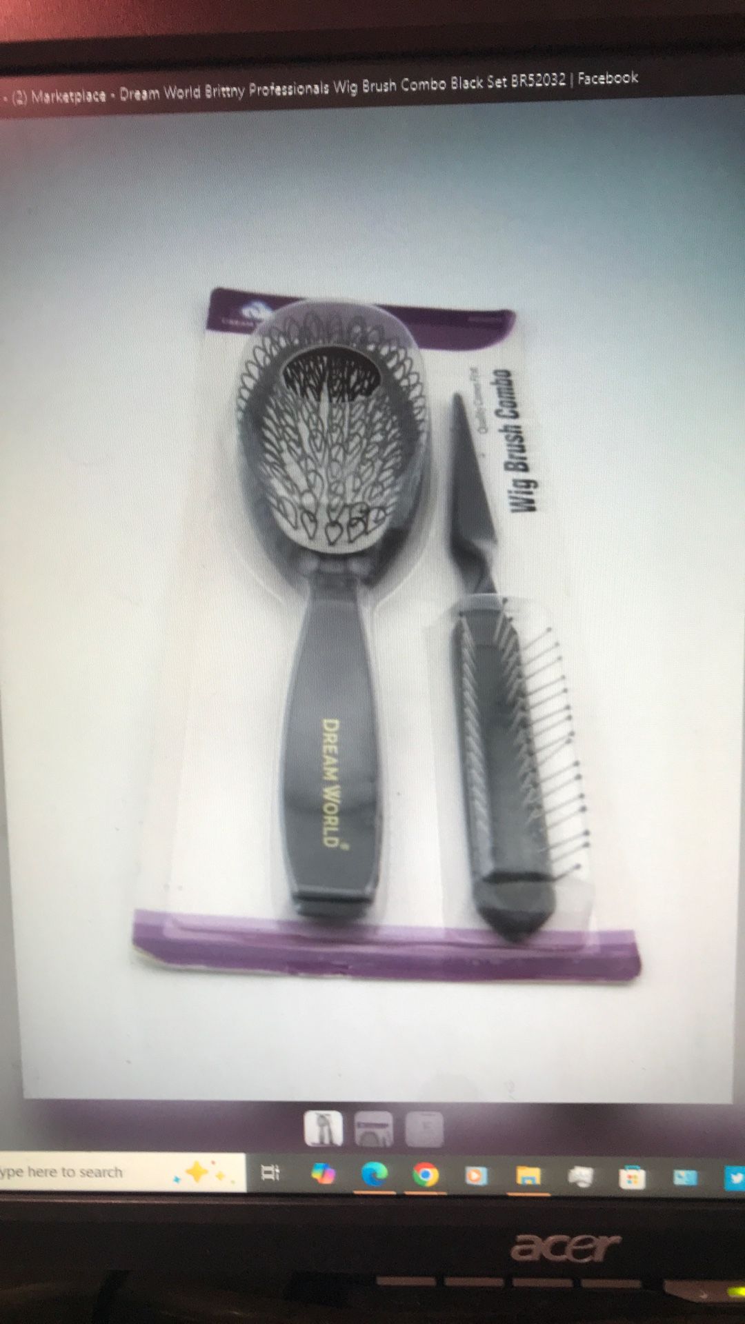 Dream World Brittny Professionals Wig Brush Combo Black Set BR52032