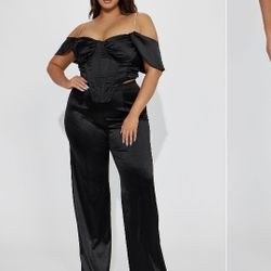 Fashion Nova Satin Wide Leg Pant Size 1X Brand New