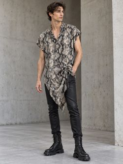 ORTTU Snakeskin Asymmetric Draped Tunic Shirt Unisex XS