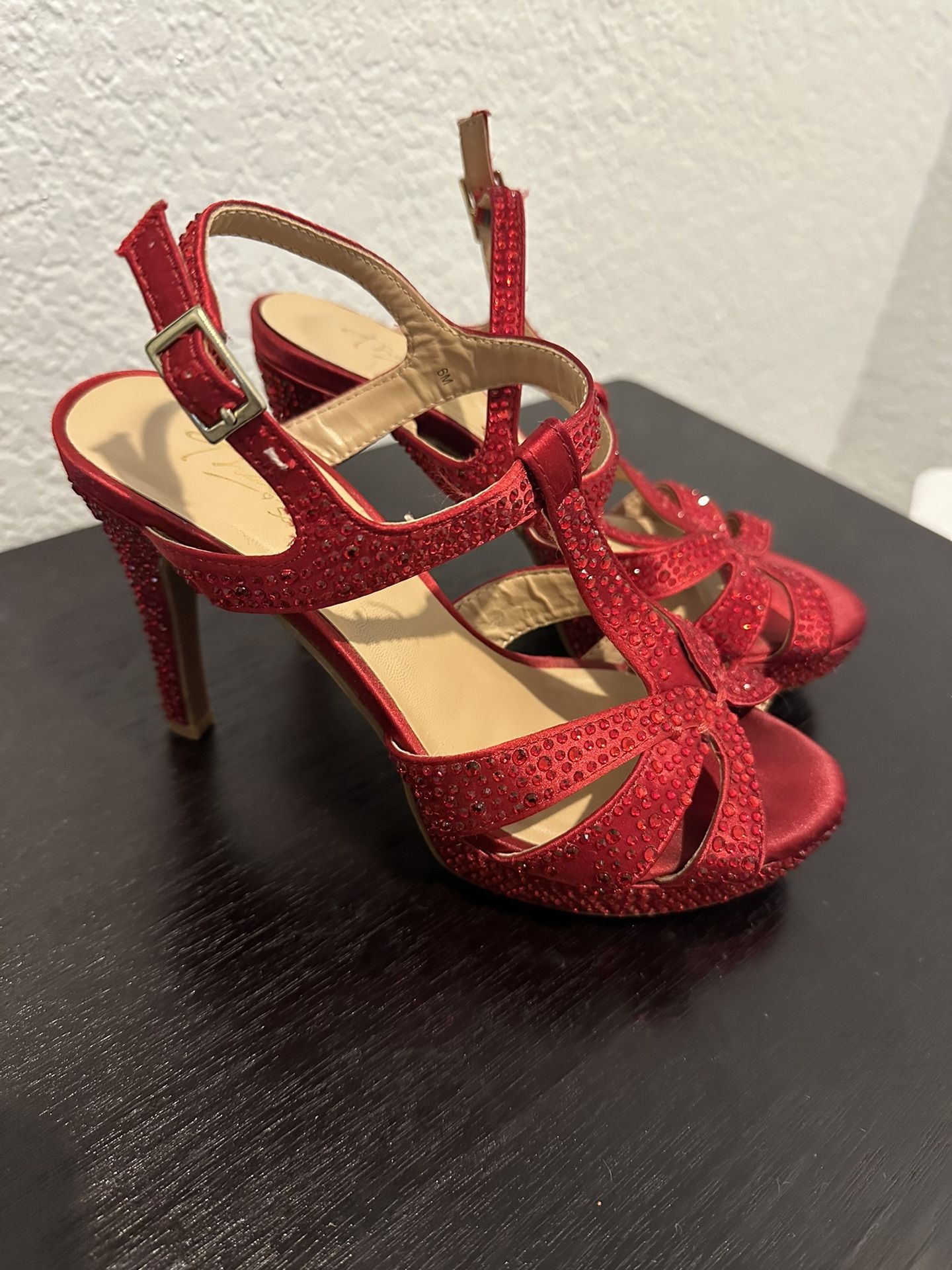 Thalia Sodi red embellished heels - women’s size 6M