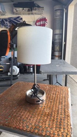 Small Table Lamp with White Drum Shade