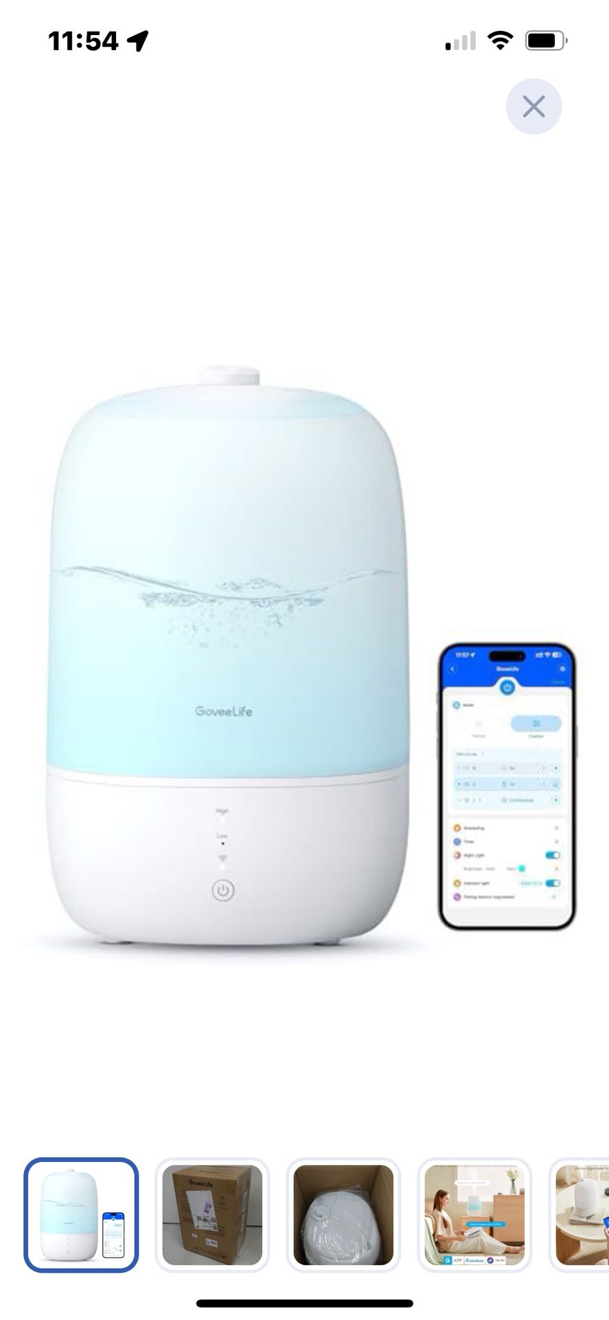 “New”Smart Humidifier (3liter) Cool Most,wi Fi ,night Light Works With Alexa(retail$49)
