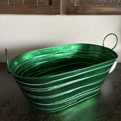 Green w/Sparkles  Tin Bucket Gift Basket