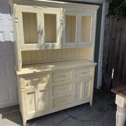 Antique Cabinet And Drawers. Two Pieces. Yellow. Need Some Love. As Is. $300.