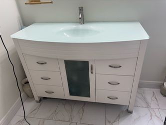White bathroom vanity