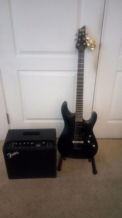 Schecter C-6 Deluxe 2014 Mint & Fender LT25 Amp