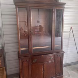 Antique project, China cabinet with wooden shelves