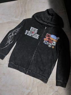 Acid Wash Zip-Up Hoodie