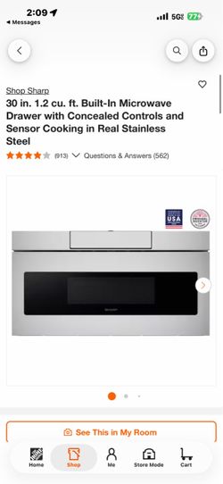 Shop Sharp 30 in. 1.2 cu. ft. Built-In Microwave Drawer with Concealed Controls and Sensor Cooking in Real Stainless Steel