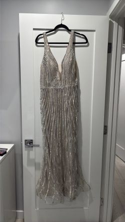 Cinderella Divine Champagne Beaded Formal Evening Gown – Size 18