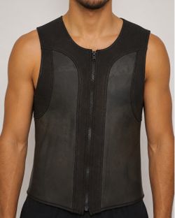 Rough Trade Gear Black Neoprene Zip Fetish Vest SIZE LARGE RT Gay Leather Style