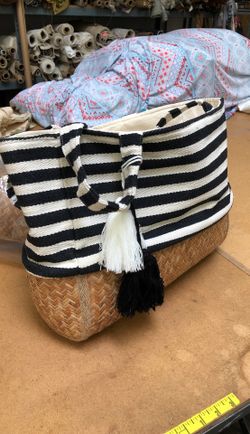 Black and White Striped Tote!