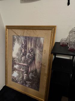 Large Framed Floral Garden Art work