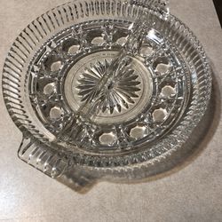 Windsor Clear Button Cane Divided Round Relish Dish