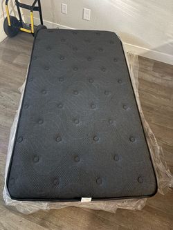 Twin Mattress Dark Gray Tufted