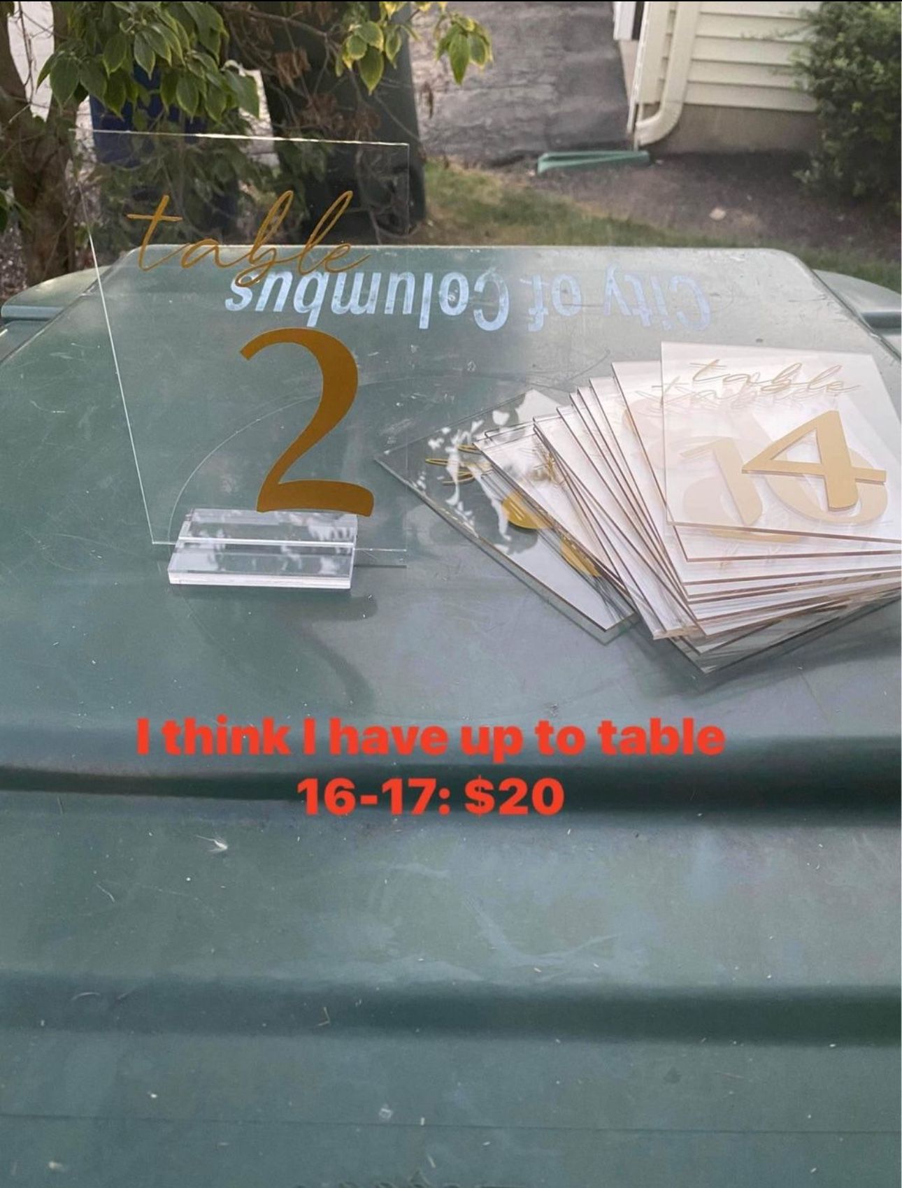 Acrylic Table Numbers