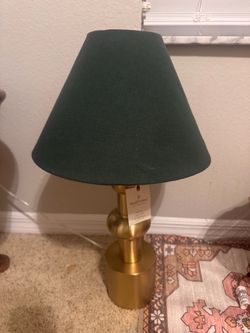 Brass lamp with dark green shade from Target
