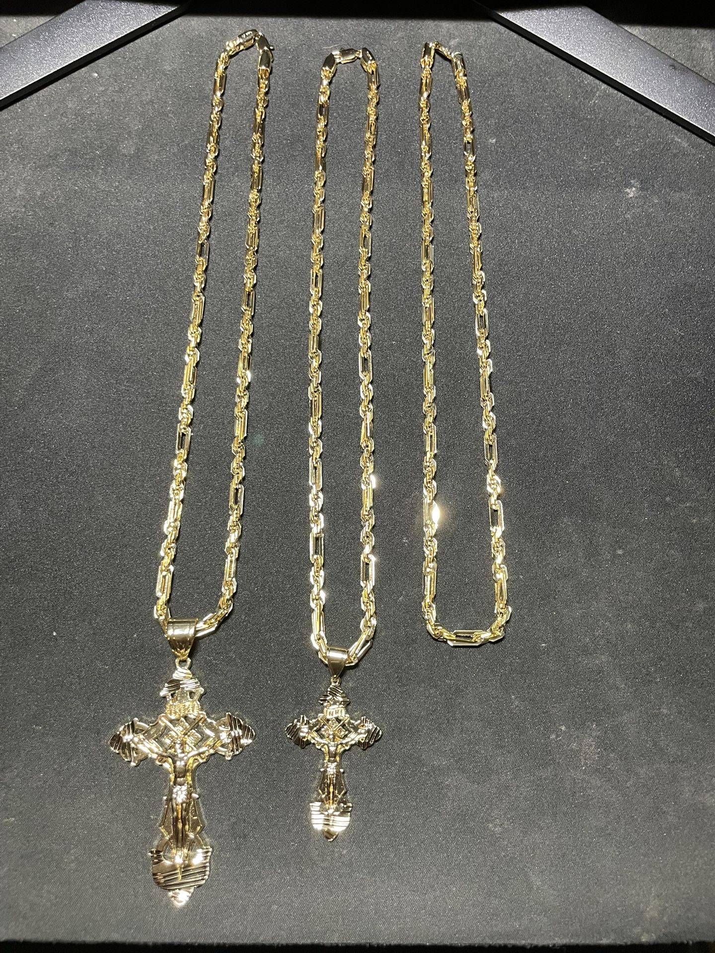 14K Gold-Filled Milano Chains & Crucifix Pendants