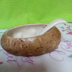 1970's Vintage Retro Baked Potato Sour Cream Serving Dish with Spoon