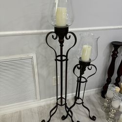 Candle Holder & Faux Candle Set Of 2