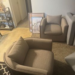 Bracewell Upholstered Swivel Armchairs Alcala Fawn Set Of 2