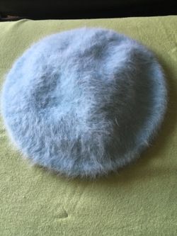 Aqua Angora & Wool Blend Beret