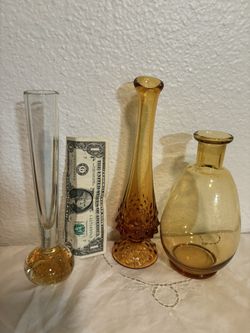 Lot Of Vintage Amber Glass