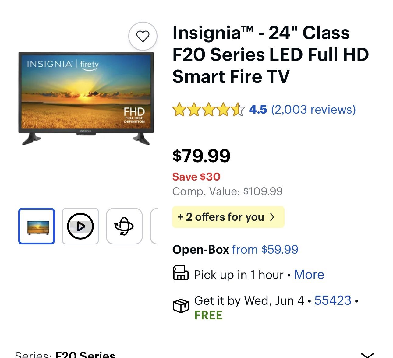 Insignia Fire TV F20 Series TV 24 Inch LED HD (Brand new in box Unopened)