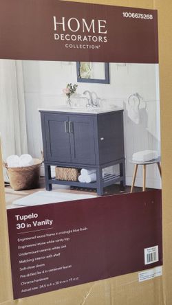 Tupelo 30 in. Single Sink Freestanding Midnight Blue Bath Vanity with White Engineered Stone Top (Assembled)