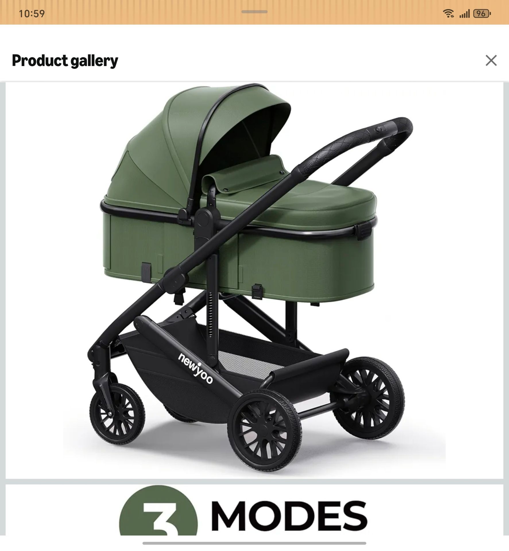 newyoo Infant Stroller with Bassinet Mode, Nestro 516M, Convertible Baby Strollers with Reversible Seat & Cup Holder, Coches para Bebes, 2-in-1 Rear-F