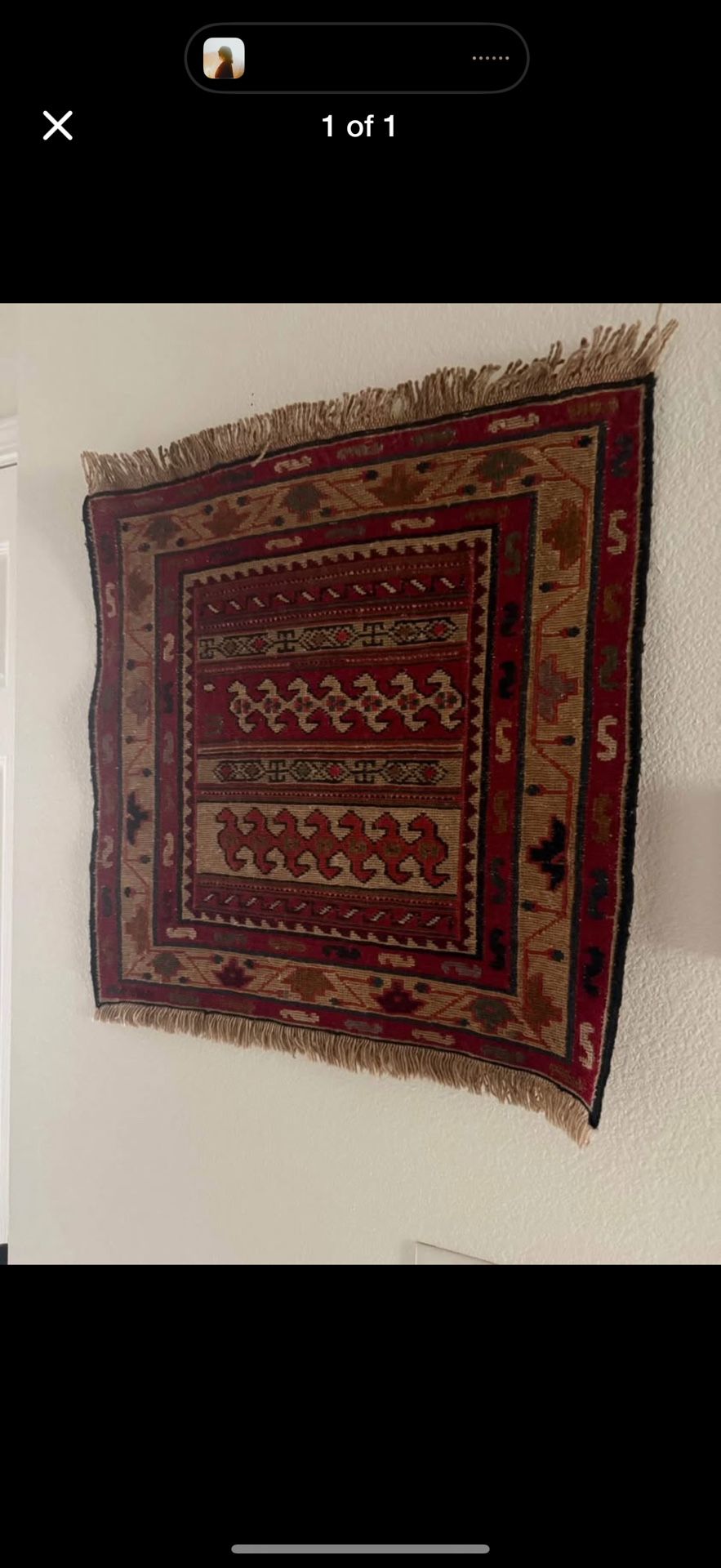Tapestry Turkish Persian Rug MCM Vintage Wall Art