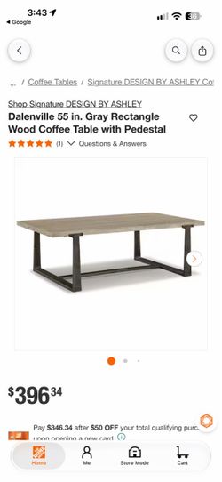 Dalenville 55 in. Gray Rectangle Wood Coffee Table with Pedestal