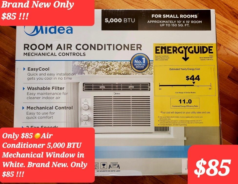 $85☀️Air Conditioner 5,000 BTU Mechanical Window in White. Brand New. Only $85 !!!