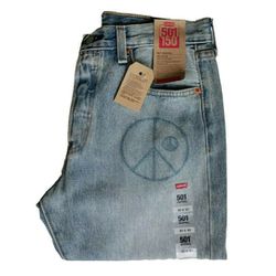 Levi's 501 Original 150th Anniversary Peace Sign Men's Jeans 30 X 30 - New