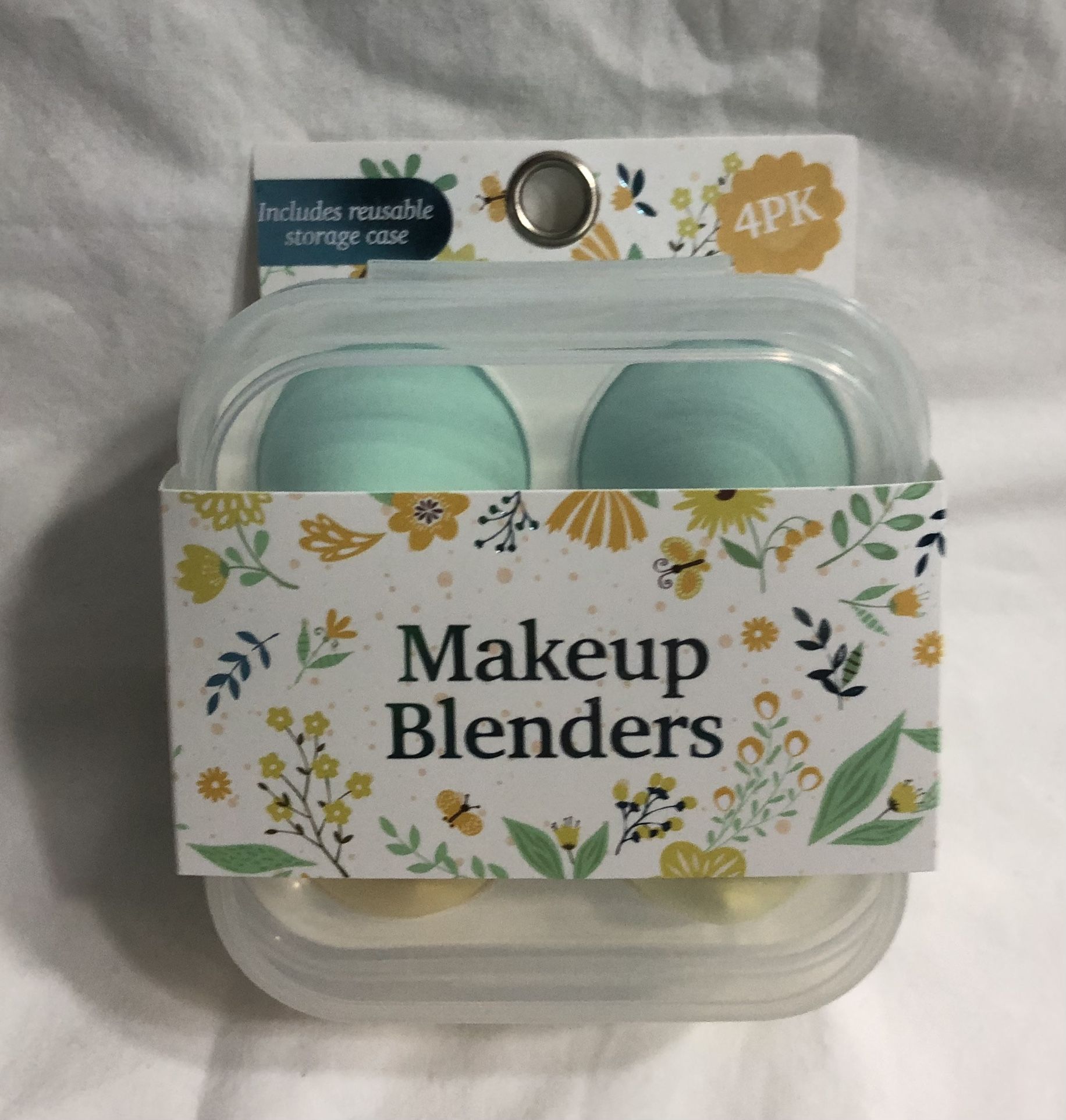 4pk Make up blender with reusable case blue yellow.