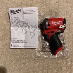 Brand New, Never Used Milwaukee M12 FUEL 12-Volt Lithium-Ion Brushless Cordless Stubby 3/8 in. Impact Wrench 