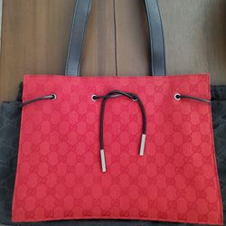 Gucci Red GG Canvas Tote Shoulder  Bag  