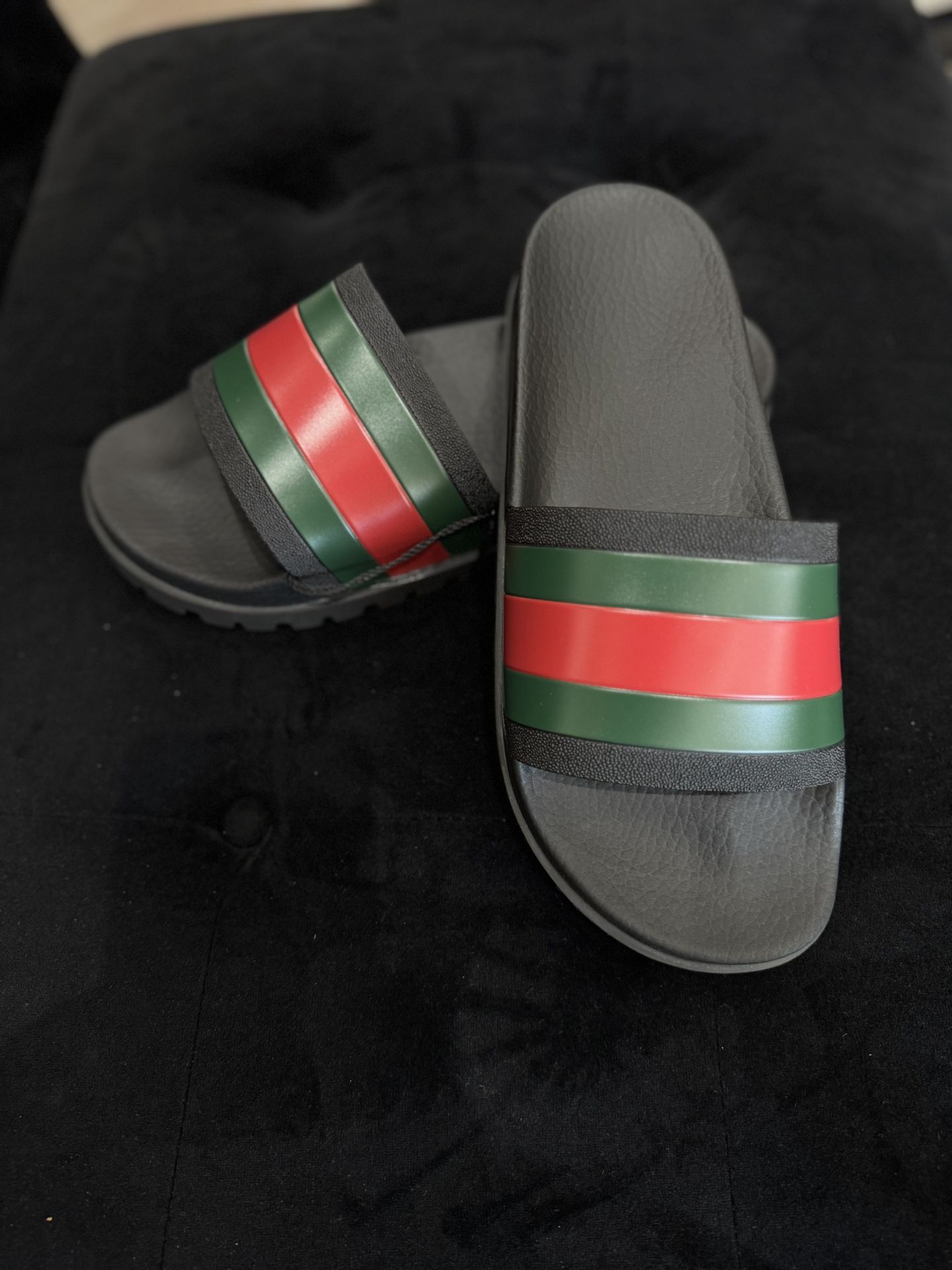 GUCCI Men's Tricolor design Sandals Flat Shoes Size EU42 Black